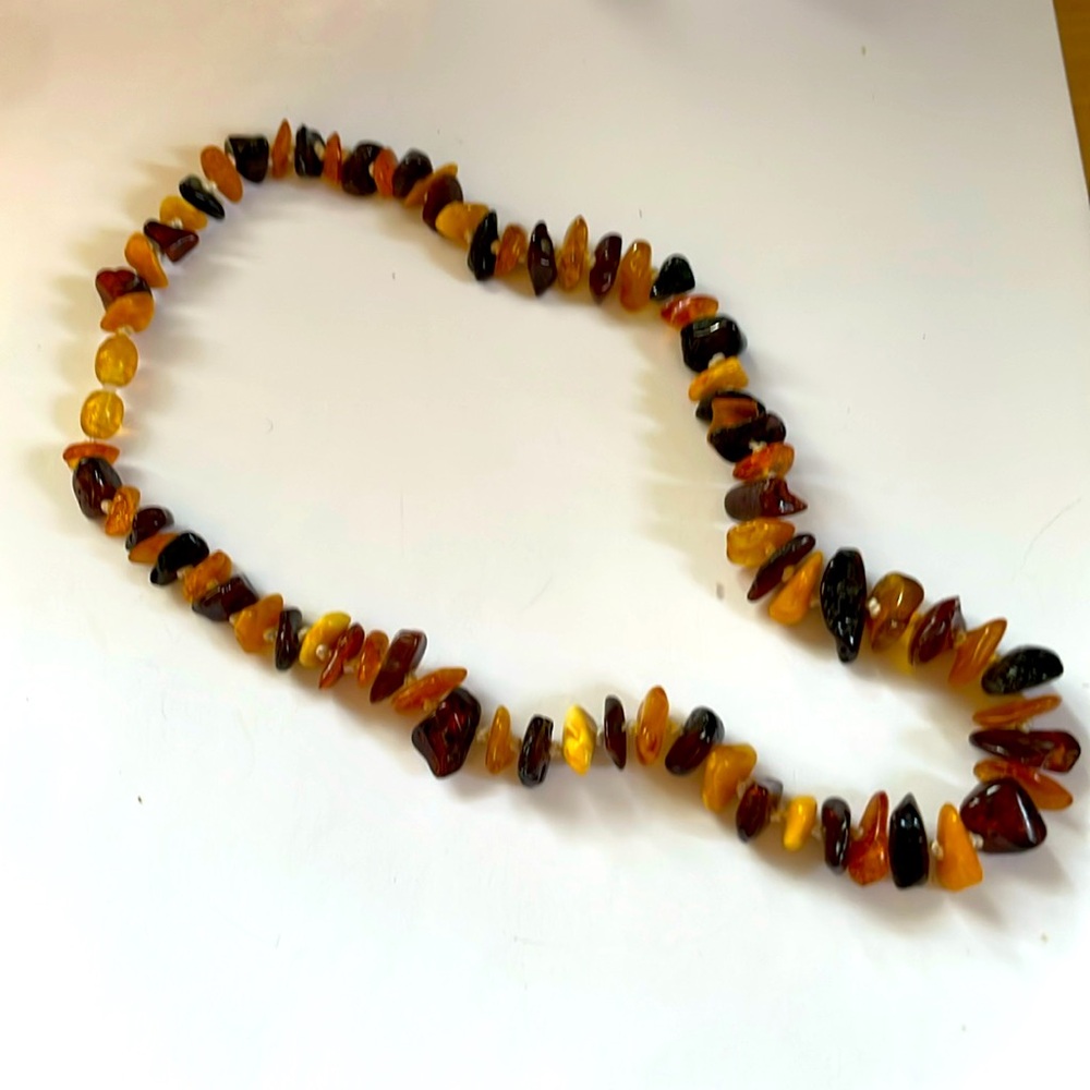 Real amber necklace 2 tone  made in Latvia 8 inch
